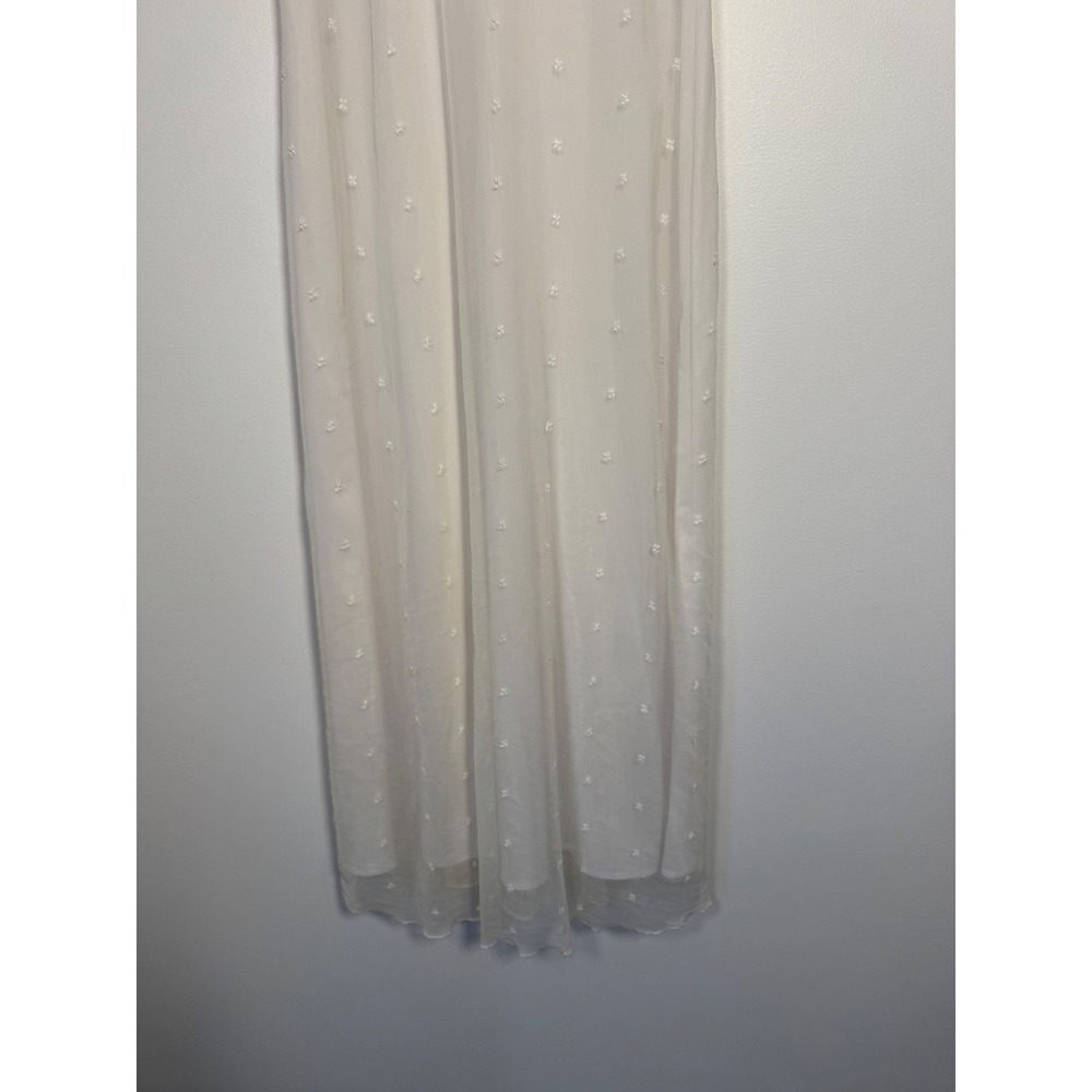 90s Vintage Rabbit‎ Rabbit Rabbit Designs Mesh Maxi Dress Women S/M White Floral - Picture 11 of 11